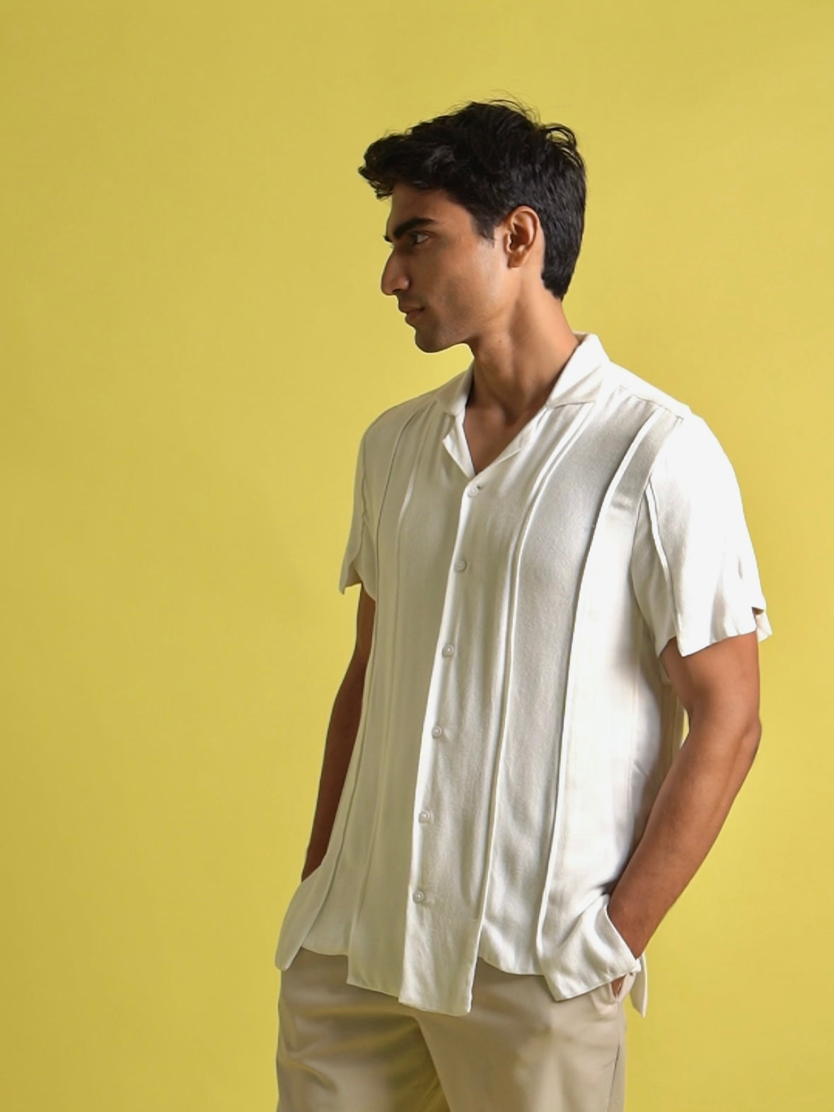 Moss Panel Shirt white