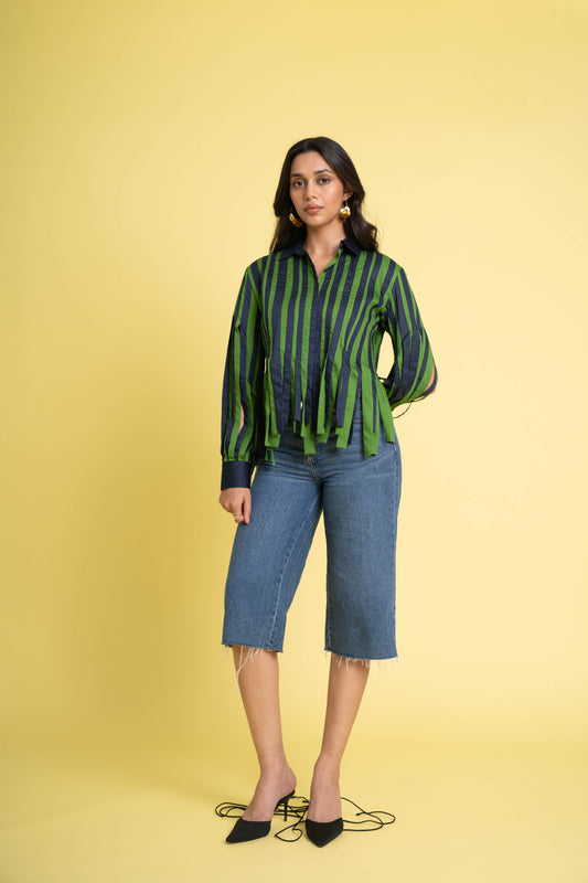 Green Blue Panel Shirt