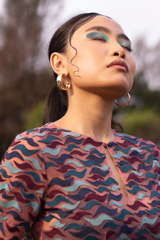 Tulle Wave Applique dress - Beach coverup