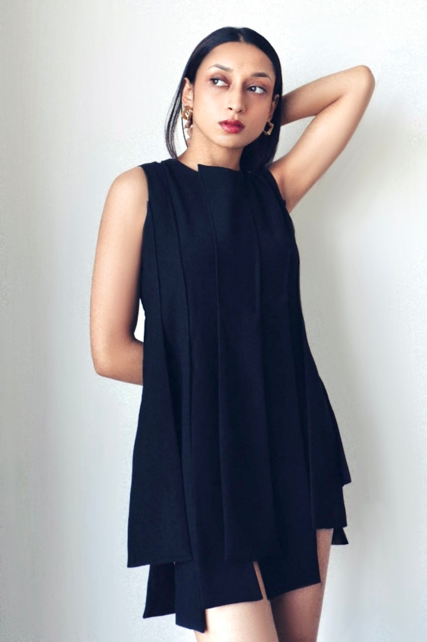 Panel Mini Dress- Black