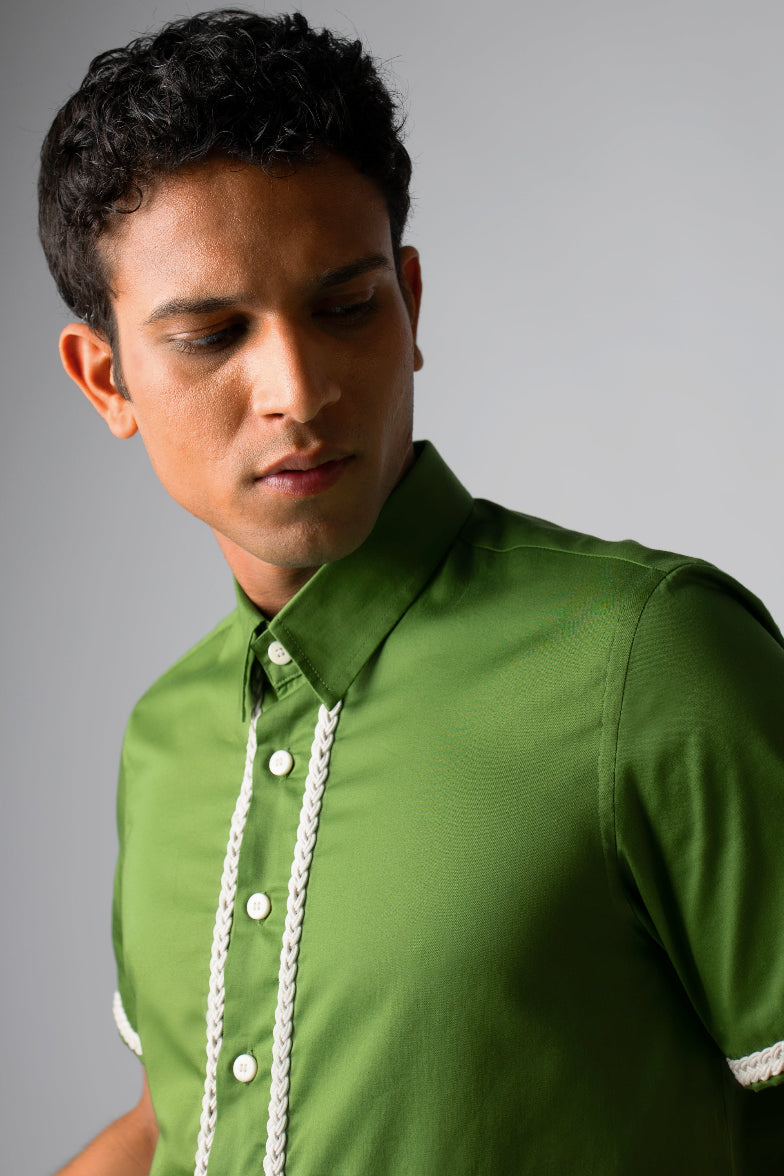 Braid Shirt: Fern Green